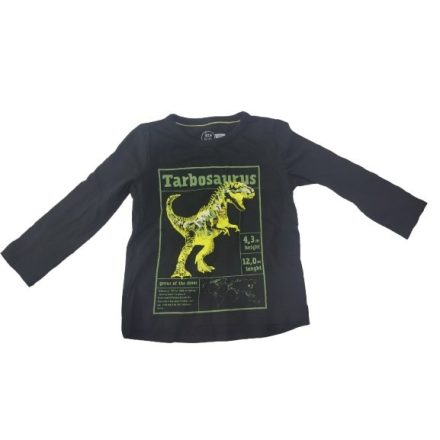 110-es fekete dinoszauruszos, dínós pamutfelső - Little Kids