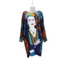 Női fekete onesize, egyméretes absztrakt mintás tunika - Frida Kahlo - ÚJ
