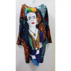 Női fekete onesize, egyméretes absztrakt mintás tunika - Frida Kahlo - ÚJ