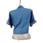 Női egy méretes puha farmer hason kötős top, középkék - Made in Italy - ÚJ