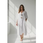 Női méret nélküli fehér géz anyagú gombos nyári hosszított blúz, ruha, tunika - Italy Moda - ÚJ