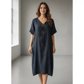   Női fekete méret nélküli fehér géz anyagú gombos nyári hosszított blúz, ruha, tunika - Italy Moda - ÚJ