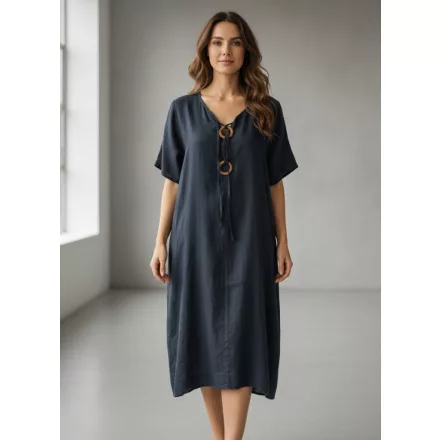 Női fekete méret nélküli fehér géz anyagú gombos nyári hosszított blúz, ruha, tunika - Italy Moda - ÚJ