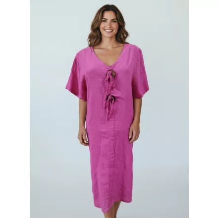 Női pink méret nélküli fehér géz anyagú gombos nyári hosszított blúz, ruha, tunika - Italy Moda - ÚJ