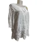 Női fehér hímzett csipkés lenge nyári felső, blúz - ÚJ