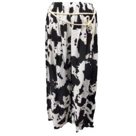   Női fekete-fehér foltos laza nyári nadrág (egyenes szárú, bőszárú), tehén jelmezhez is jó - Italy Moda - ÚJ