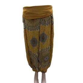   Női mustársárga kerek mandala mintás laza jóganadrág, nyári nadrág - Italy Moda - ÚJ