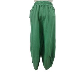 Női zöld zsebes vékony pamutnadrág - Made in Italy - ÚJ