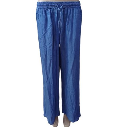 Női kék farmerhatású puha laza nyári nadrág (egyenes szárú, bőszárú) - Italy Moda - ÚJ