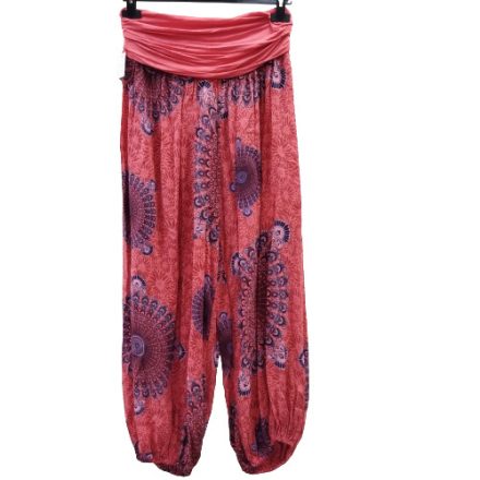 Női korallszínű mandalamintás laza jóganadrág, nyári nadrág - Italy Moda - ÚJ