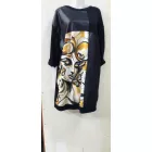 Női fekete-khaki-barna női arcos tunika - Italy Moda - ÚJ