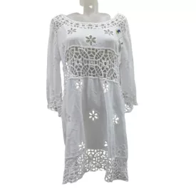   Női fehér horgolt hímzett nyári blúz, one size - New Collection - ÚJ