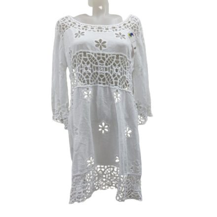 Női fehér horgolt hímzett nyári blúz, one size - New Collection - ÚJ