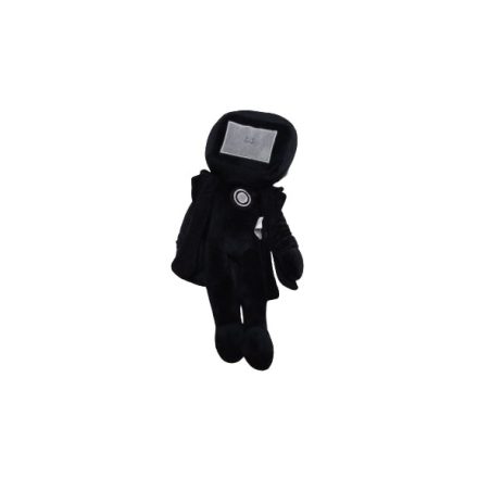 Fekete tv-fejű plüss figura, körmintával a mellkasán - Skibidi Toilets - Roblox - ÚJ