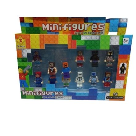 12 db Minecraft jellegű minifigura egyben, építőjáték - ÚJ