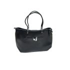 Fekete műbőr füles női táska, ridikül - ÚJ