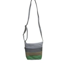   Zöld-drapp-szürke-fehér műbőr női táska, ridikül - ÚJ