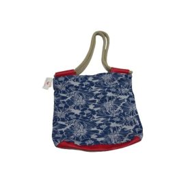   Erősebb vászon női táska, strandtáska, kék virágos - ÚJ