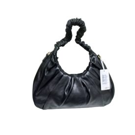   Fekete műbőr húzott formájú női kézitáska, táska, ridikül (hosszú pántja is van) - ÚJ