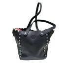 Fekete fodros szélű női műbőr táska, ridikül - ÚJ