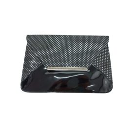   Fekete-ezüst pöttyös elegáns lakk kistáska, színházi táska, ridikül - ÚJ