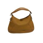 Mustársárga szegecses puha műbőr táska, ridikül vállpánttal - ÚJ