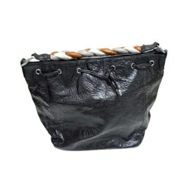   Fekete fonott fülű puha műbőr táska, ridikül vállpánttal - ÚJ