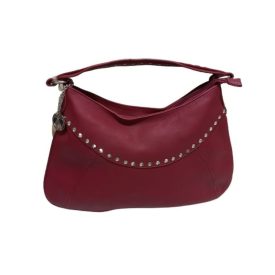   Bordó szegecses puha műbőr táska, ridikül vállpánttal - ÚJ