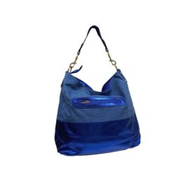 Kék csillogó textil-műbőr női táska, ridikül - ÚJ