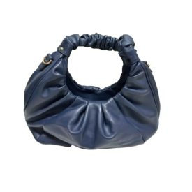   Kék műbőr húzott formájú női kézitáska, táska, ridikül (hosszú pántja is van) - ÚJ