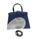 Kék-ezüst füles női bőr táska, ridikül - ÚJ