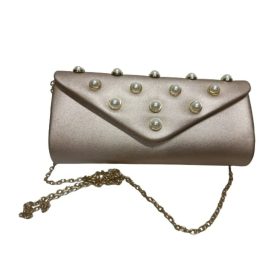   Aranyszínű gyöngyös boríték formájú alkalmi ridikül - ÚJ