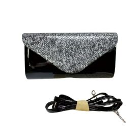   Fekete lakk mintás borítéktáska, alkalmi táska, ridikül - ÚJ