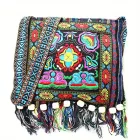 Bohém mintás nepáli hímzett vászon táska, textil táska, oldaltáska, kék - ÚJ 
