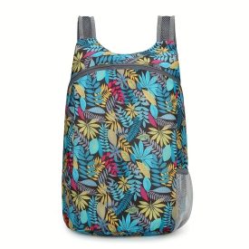   Kék leveles könnyű összecsukható hátizsák, mászótáska, többfunkciós utazóhátizsák - ÚJ