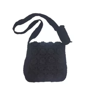 Fekete horgolt válltáska, női táska