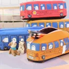 Sárga busz, iskolabusz formájú textil szütyő, neszesszer, tolltartó - ÚJ