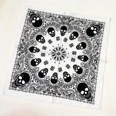 Fehér koponyás kendő, sál, bandana - ÚJ