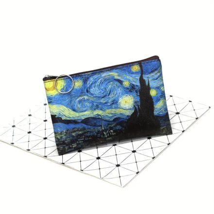Festményes kozmetikai táska, szütyő, pénztárca, neszesszer - Van Gogh: Csillagos éj - ÚJ