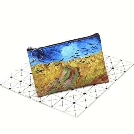 Festményes kozmetikai táska, szütyő, pénztárca, neszesszer - Van Gogh: Varjak a búzamezőn - ÚJ 