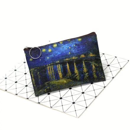 Festményes kozmetikai táska, szütyő, pénztárca, neszesszer - Van Gogh: Csillagfényes éjszaka a Rhone fölött - ÚJ