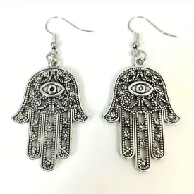   Hamsa kéz, vagy Fatima keze ezüst színű bizsu beakasztós fülbevaló - ÚJ