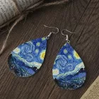 Kék csepp alakú fülbevaló - Van Gogh: Csillagos éj - ÚJ