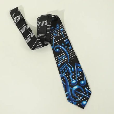 Hangjegyes nyakkendő, fekete-kék - ÚJ 