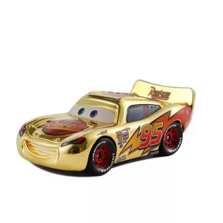 Villám Mcqueen különleges arany festéssel fém kisautó, kb 9 cm - Verdák - ÚJ