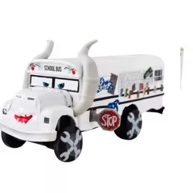   School Bus, iskolabusz fém kisautó, fehér - Miss Fritter - Verdák - ÚJ