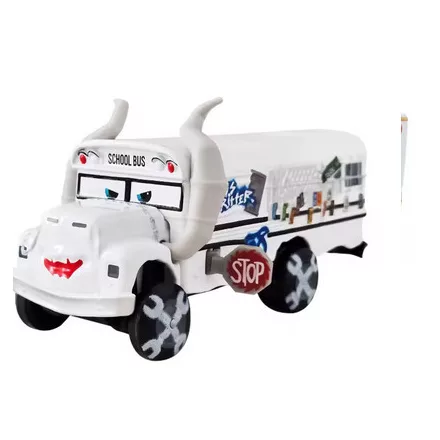 School Bus, iskolabusz fém kisautó, fehér - Miss Fritter - Verdák - ÚJ