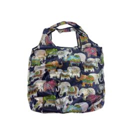   Összehajtható füles bevásárlótáska, kék elefántos - ÚJ