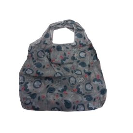   Összehajtható füles bevásárlótáska, szürke sünis - ÚJ