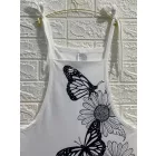 Női 1XL-es fehér pillangós, lepkés nyári overall, playsuit - ÚJ